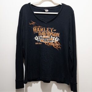 Vintage Inspired Harley-Davidson Motorcycle Speed Shop Long Sleeve V Neck Tee